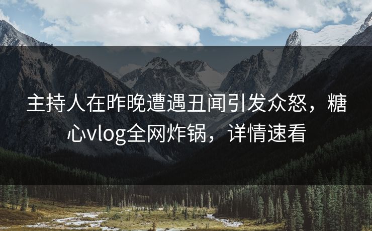 主持人在昨晚遭遇丑闻引发众怒，糖心vlog全网炸锅，详情速看