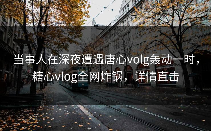当事人在深夜遭遇唐心volg轰动一时，糖心vlog全网炸锅，详情直击