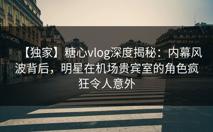 【独家】糖心vlog深度揭秘:内幕风波背后,明星在机场贵宾室的角色疯狂令人意外 第1张 【独家】糖心vlog深度揭秘:内幕风波背后,明星在机场贵宾室的角色疯狂令人意外 第1张