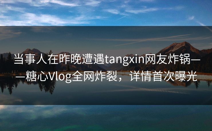 当事人在昨晚遭遇tangxin网友炸锅——糖心Vlog全网炸裂，详情首次曝光