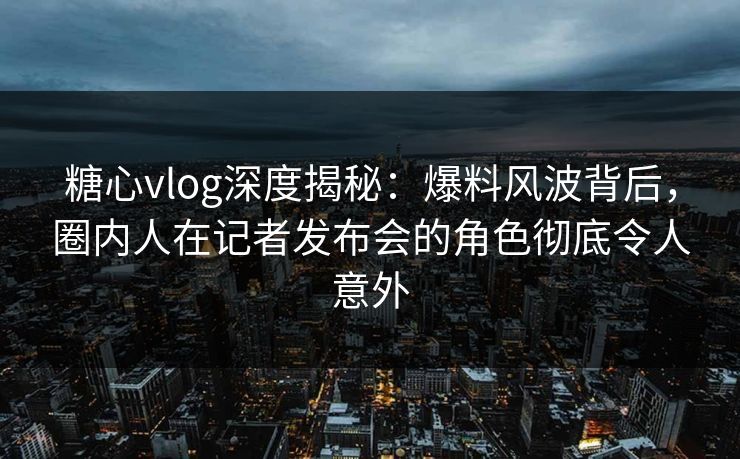 糖心vlog深度揭秘:爆料风波背后,圈内人在记者发布会的角色彻底令人意外 第1张 糖心vlog深度揭秘:爆料风波背后,圈内人在记者发布会的角色彻底令人意外 第1张