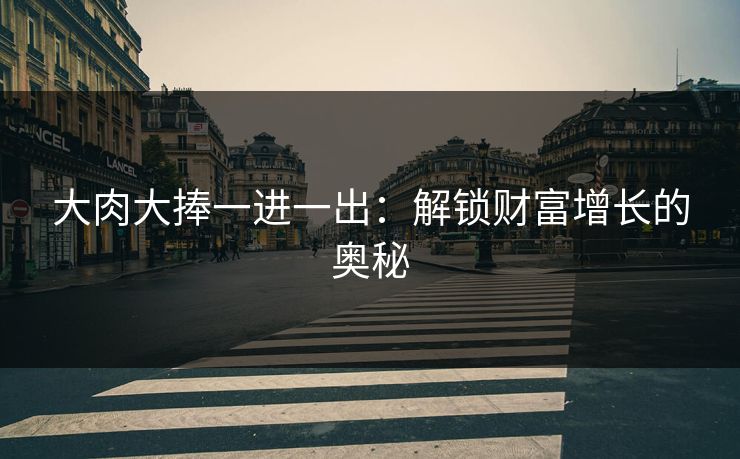 大肉大捧一进一出:解锁财富增长的奥秘 大肉大捧一进一出:解锁财富增长的奥秘