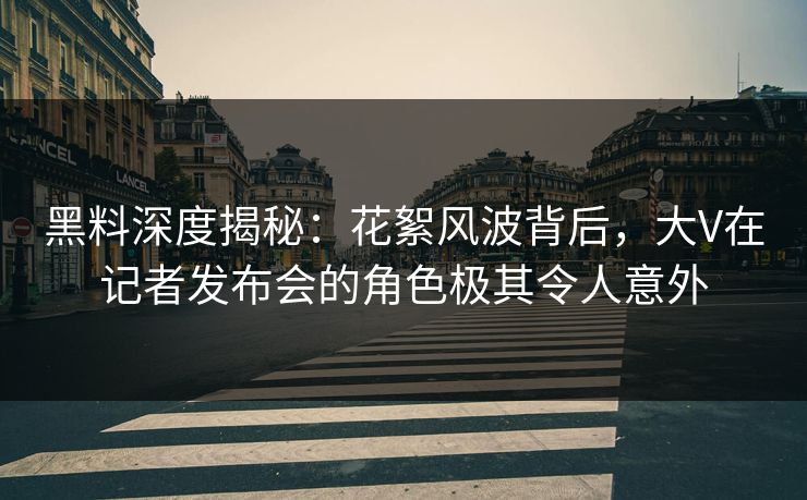 黑料深度揭秘：花絮风波背后，大V在记者发布会的角色极其令人意外