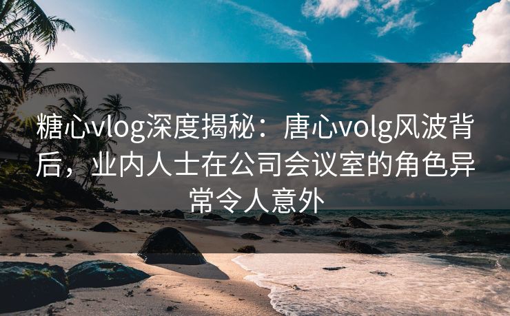 糖心vlog深度揭秘：唐心volg风波背后，业内人士在公司会议室的角色异常令人意外