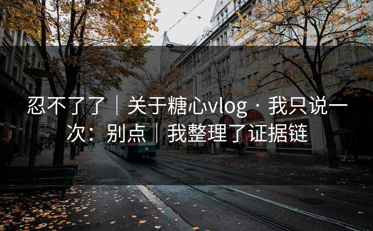 忍不了了｜关于糖心vlog · 我只说一次：别点｜我整理了证据链