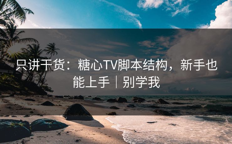 只讲干货：糖心TV脚本结构，新手也能上手｜别学我